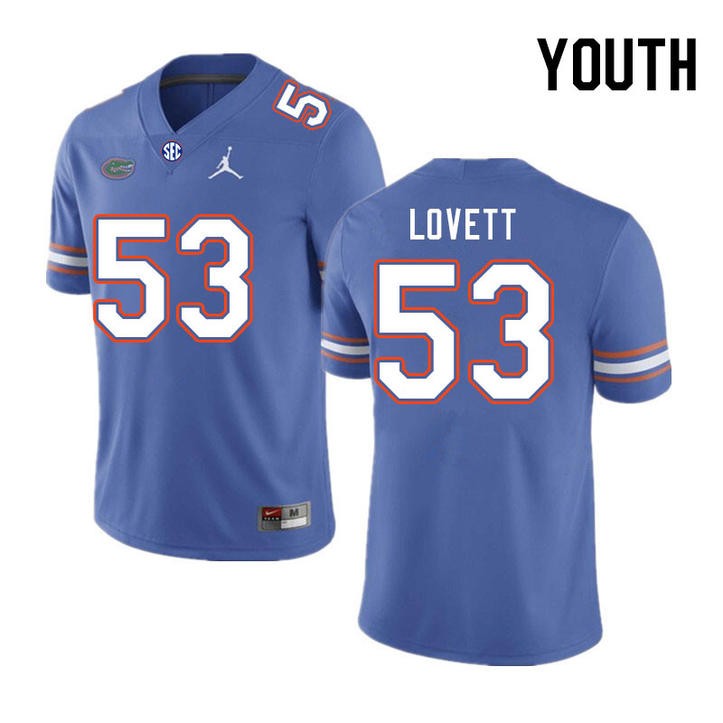 Youth #53 Bryce Lovett Florida Gators College Football Jerseys Stitched-Royal
